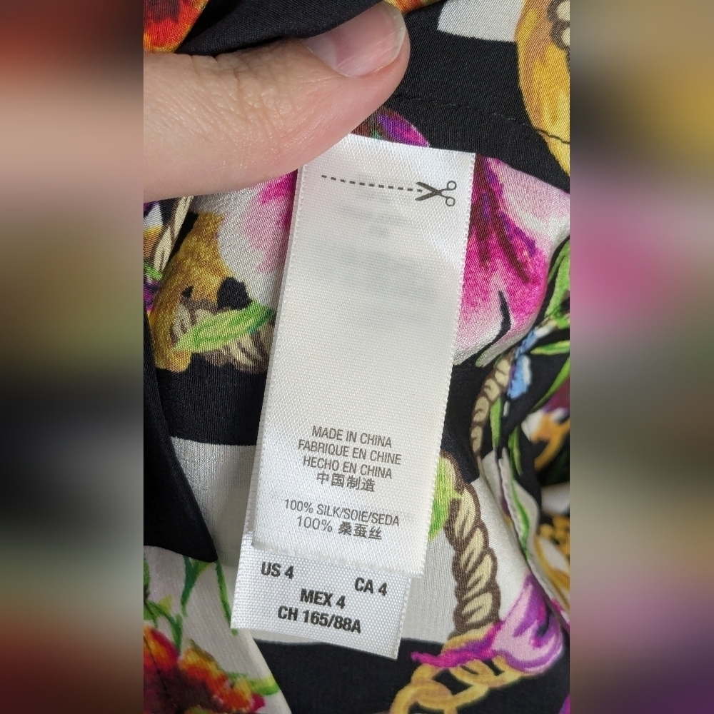 Juicy Couture Long Sleeve Sheath Dress 100% Silk Multicolor - size 4 - Picture 10 of 15